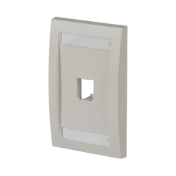 Placa de Pared Vertical Ejecutiva, Salida Para 1 Puerto Mini-Com, Con Espacios Para Etiquetas, Color Blanco Mate