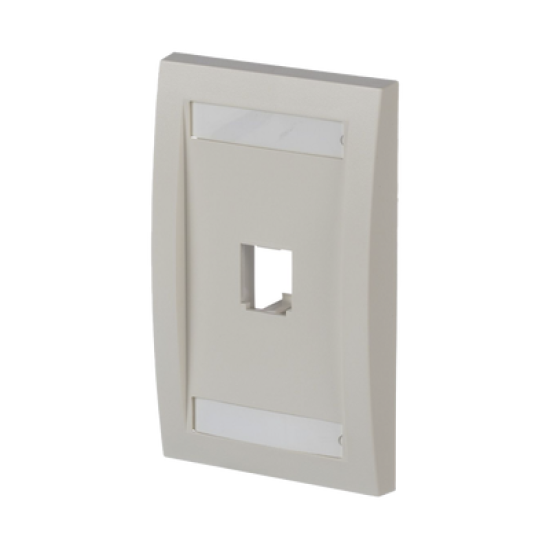 Placa de Pared Vertical Ejecutiva, Salida Para 1 Puerto Mini-Com, Con Espacios Para Etiquetas, Color Blanco Mate