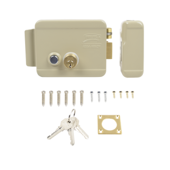 Cerradura Eléctrica / Incluye Llave / Derecha/ Con Botón integrado /Exterior