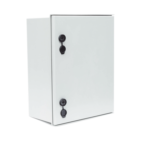 Gabinete de Poliéster IP65 Uso en Intemperie (400 x 500 x 200 mm) con Placa Trasera Interior de Plástico (Incluye Chapa y Llave).