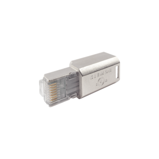 Plug RJ45 Cat6A Blindado, Terminación en Campo, Compatible con Todas las Categorías, Con Clip Protector de Seguro