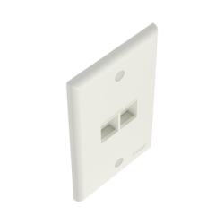 Placa de Pared Vertical, Salida Para 2 Puertos Keystone, Color Blanco Mate