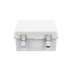 Gabinete de Plástico ABS, Uso en Intemperie IP66 (170 x 220 x 110 mm) Cierre por broche Inoxidable y Permite Cerrado con Candado y Llave (Perno 5mm) No Incluido