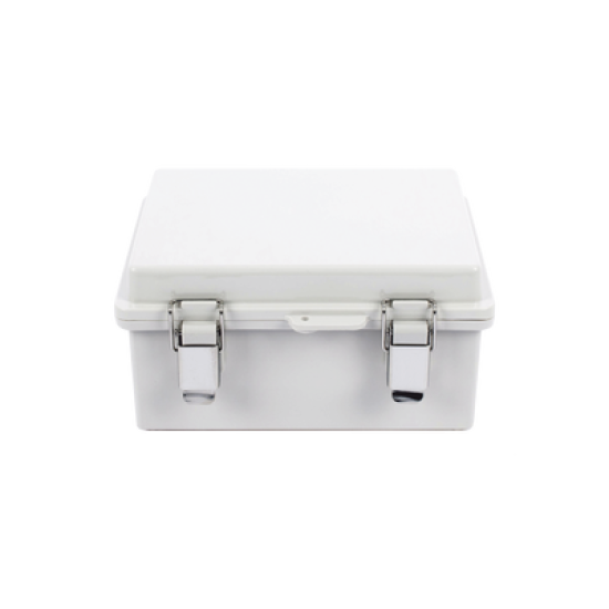 Gabinete de Plástico ABS, Uso en Intemperie IP66 (170 x 220 x 110 mm) Cierre por broche Inoxidable y Permite Cerrado con Candado y Llave (Perno 5mm) No Incluido