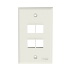 Placa de Pared Vertical, Salida Para 4 Puertos Keystone, Color Blanco Mate