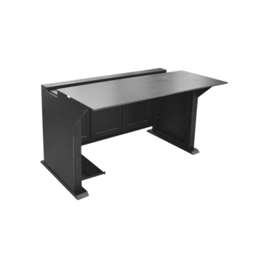 Estación Mobiliaria Profesional de Monitoreo y Control / Videovigilancia / Acceso / Alarmas / Etc... / Metal Negro y Madera Tono Oscuro