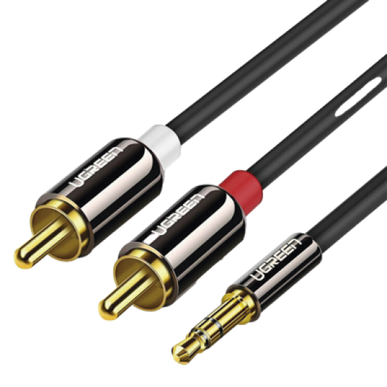 Cable Audio Premium Jack 3.5mm a 2 RCA / 10 Metros / Flexible / Doble Blindaje / Transferencia de Audio sin Pérdidas / Caja de Aleación de Cobre / Amplia Compatibilidad / Diseño Duradero.