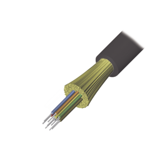 Cable de Fibra Óptica de 6 hilos, Interior/Exterior, Tight Buffer, No Conductiva (Dieléctrica), LS0H, Multimodo OM4 50/125 optimizada, 1 Metro