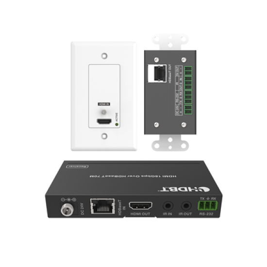 Kit Extensor HDBaseT | 4K2K@60Hz 40m | 1080p 70m | Función PoC | IR Bidireccional | RS-232 | 