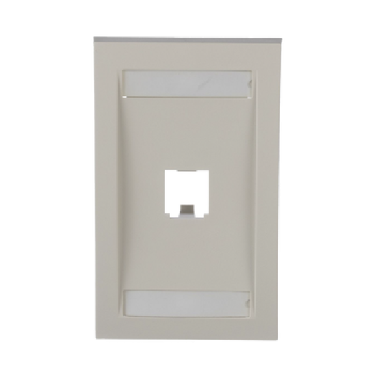 Placa de Pared Vertical Ejecutiva, Salida Para 1 Puerto Mini-Com, Con Espacios Para Etiquetas, Color Blanco Mate