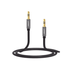 Cable Auxiliar 5 Metros / Conector 3.5mm a 3.5mm / Macho a Macho / Cubierta de TPE / Carcasa de Aluminio / Color Negro