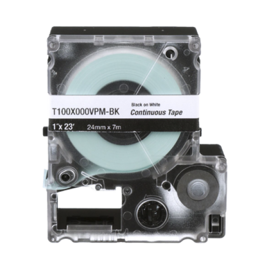  Casete de Etiquetas de Vinilo de Cinta Continua, Color Negro Sobre Blanco, Uso Interior/Exterior, 24 mm (1 in) de Ancho x 7.6 Metros de Largo