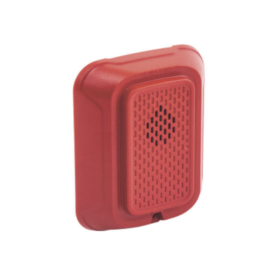 Sirena para Montaje en Pared, 12 a 24 Vcc, Color Rojo, Nuevo Diseño Moderno y Elegante y Menor Consumo de Corriente