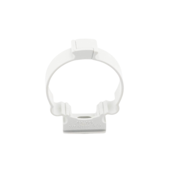 Soporte de collar (Abrazadera), PVC Auto-extinguible, cerrado para tubería de 40 mm