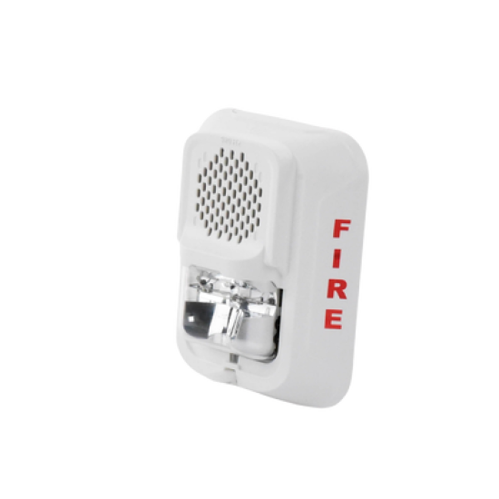 Sirena de Baja Frecuencia con Lámpara Estroboscópica / a 2 Hilos / Montaje en Muro / Configuración Estroboscópica Seleccionable / Color Blanco