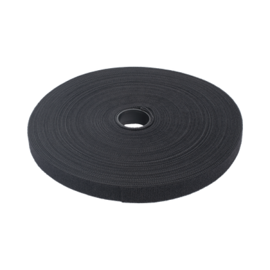 Cinta de Contacto Autoadherente Color Negro / 1.6 cm x 25 metros / Espalda con Espalda (Gancho y Bucle) 