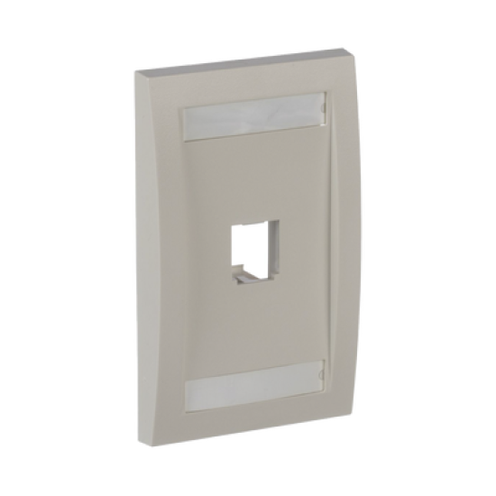 Placa de Pared Vertical Ejecutiva, Salida Para 1 Puerto Mini-Com, Con Espacios Para Etiquetas, Color Blanco Mate