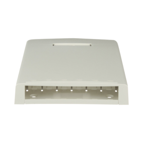 Caja de Montaje en Superficie, Con Accesorio para Resguardo de Fibra Óptica, Para 6 Módulos Mini-Com, Color Blanco Mate
