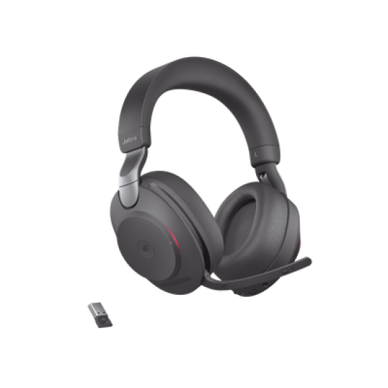 Jabra Evolve2 85, Auricular stereo versión MS con cancelación de ruido activa, dongle USB-A indicador de ocupado (Busylight)(28599-999-999)