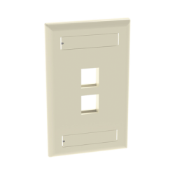 Placa de Pared Vertical, Salida Para 2 Puertos Keystone, Con Espacios Para Etiquetas, Color Marfil
