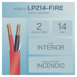 Alambre de Alarma contra Incendios - Bobina de 305 Metros: 2 x 14 AWG, Rojo, Tipo FPLR, (UL) FT4, Ideal para Sistemas de Detección y Evacuación de Incendios