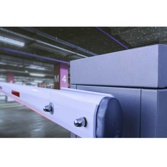 Barrera vehicular derecha / Soporta Brazo de hasta 3 m / Apertura en 1.5 s / Final de Carrera Ajustable por Programación / 