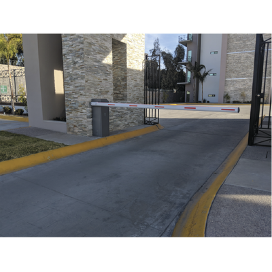 Barrera vehicular derecha / Soporta Brazo de hasta 3 m / Apertura en 1.5 s / Final de Carrera Ajustable por Programación / 