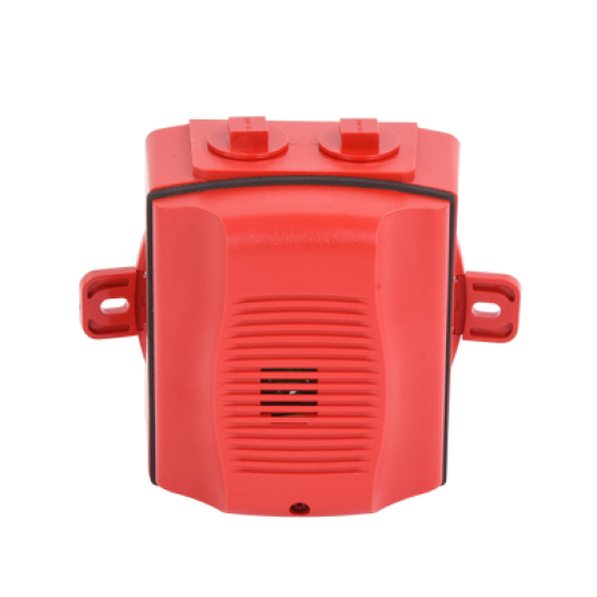 Sirena para Exterior, Montaje en Techo o Pared, 12 a 24 Vcc, Color Rojo