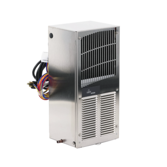 Aire Acondicionado Compacto Para Exterior, Uso en Gabinetes de Telecomunicaciones de Grado Industrial, Frío T15, 800 BTU, 115 Vca, de Acero Inoxidable 304, Color Gris