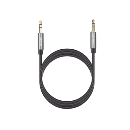 Cable Auxiliar 2 Metros / Conector 3.5mm a 3.5mm / Macho a Macho / Cubierta de TPE / Carcasa de Aluminio / Color Negro