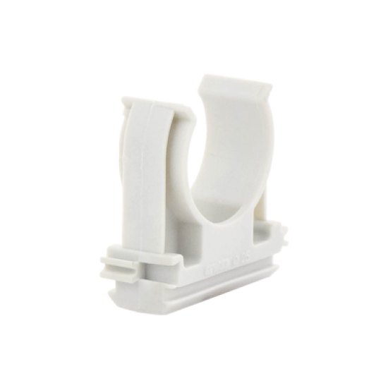 Soporte de presión (Abrazadera), PVC Auto-extinguible, abierto para tubería de 25 mm