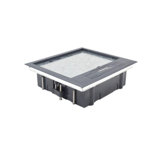 Caja de piso para dos módulos universales (Socket M2), para alimentación eléctrica y redes de datos (11000-33401) No incluye faceplates  