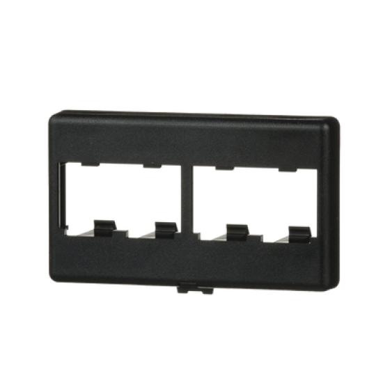 Placa de Mobiliario Modular Estándar, Salidas Para 4 Puertos Mini-Com, Color Negro