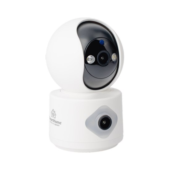 Camara doble lente 3mp| Wifi| autoseguimiento| Detección de movimiento| audio de 2 vias| almacenamiento hasta 128GB