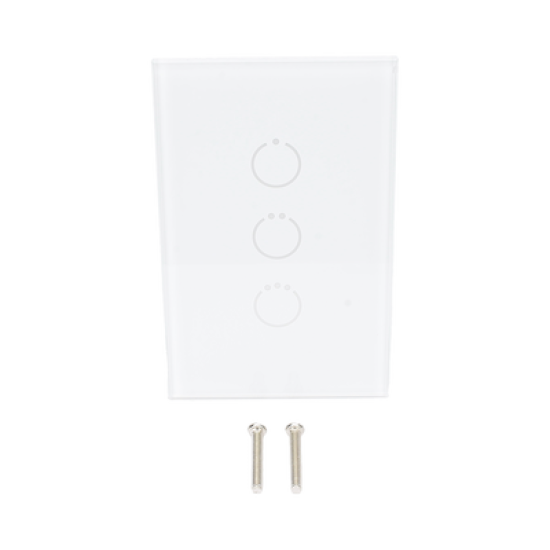 (ZWAVE) Interruptor On/Off panel táctil touch inalámbrico Zwave Plus 3 botones. Compatible con Hubitat HC8, Álula  M2M, otro 