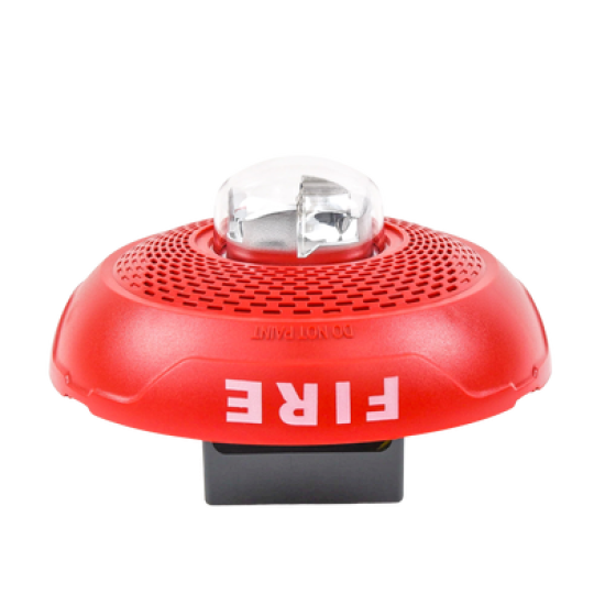 Bocina con Lámpara Estroboscópica, Montaje en Techo, Color Rojo, Nuevo Diseño Moderno y Elegante y Menor Consumo de Corriente