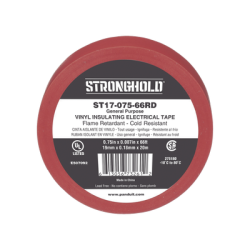 Cinta Eléctrica STRONGHOLD para Aislar, de PVC, Uso General Reparación y Mantenimiento, Grosor de 0.18mm (7 mil), Ancho de 19mm, y 20.12m de Largo, Color Rojo