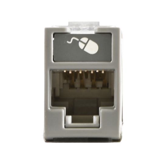 Jack UltraMAX Cat5e, UTP, Montaje híbrido en Placa de Pared (Plano y Angulado), Color Gris, Punch Down