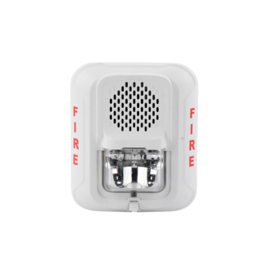 Sirena de Baja Frecuencia con Lámpara Estroboscópica / a 2 Hilos / Montaje en Muro / Configuración Estroboscópica Seleccionable / Color Blanco