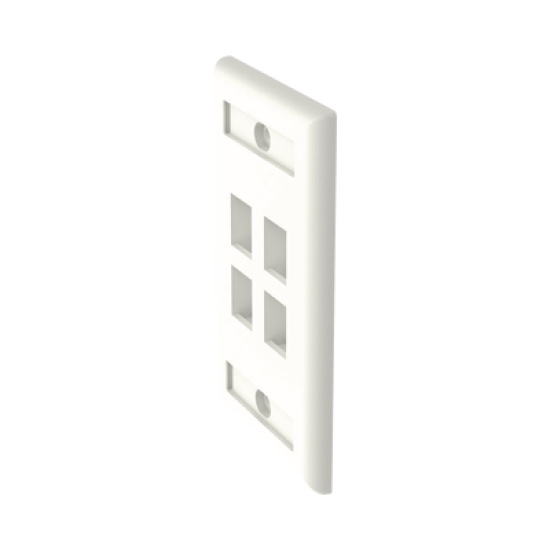 Placa de Pared Vertical, Salida Para 4 Puertos Keystone, Con Espacios Para Etiquetas, Color Banco Mate