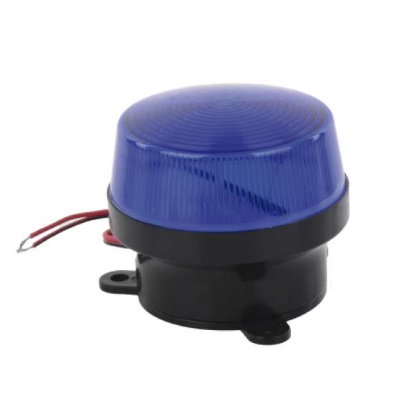 Mini estrobo color azul con montaje de pestaña. 