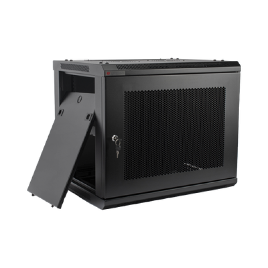 Gabinete PRECISION, Con Puerta Perforada, de 19in, 9UR, 450mm de Profundidad, Color Negro