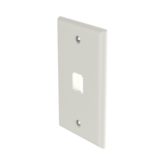 Placa de Pared Vertical Clásica, Salida Para 1 Puerto Mini-Com, Color Blanco Mate