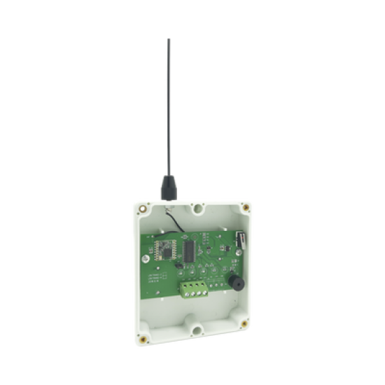 Transmisor inalámbrico / Entrada de 2 contactos secos NA / Distancia máxima de transmisión 2500 metros (Linea de vista)