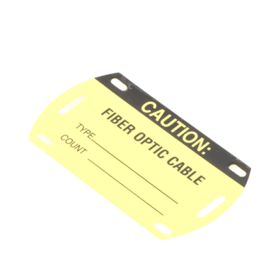 Kit de 5 Etiquetas Autolaminadas para Fibra Óptica, Para Uso Interior/Exterior, Dimensiones de 90.42 x 52.32 mm, Color Negro con Amarillo