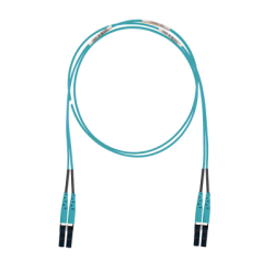 Jumper de Fibra Optica Multimodo 50/125 OM3, LC-LC Duplex, LSZH (Cero Halógenos), Color Aqua, 1 Metro