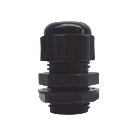 Conector Plástico Negro Tipo Glándula para Rosca NPT 1/2