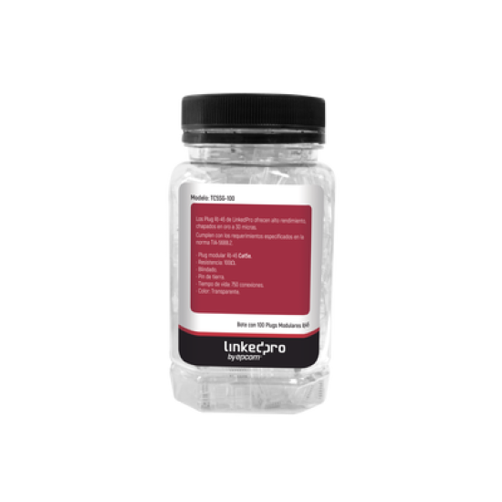 Bote con 100 Piezas de Plug Modular RJ45 Cat5e blindado, chapado de oro a 30 micras para durabilidad extrema CON PIN DE TIERRA