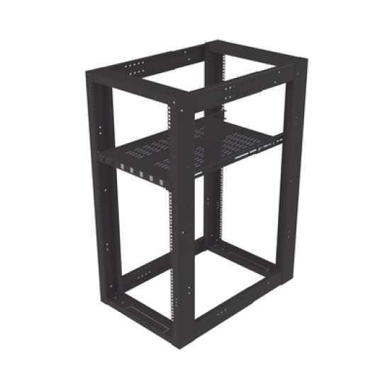 Charola Ventilada para Soportar Equipos en Rack, Profundidad Ajustable de 495 a 965 mm, 1U, Color Negro