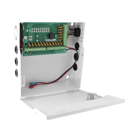 Fuente de Poder Profesional de 12 Vcc @ 20 A / Soporta 18 Cámaras / Capacidad de Batería de Respaldo (No Incluida) / Voltaje de Entrada de 96-264 Vca 